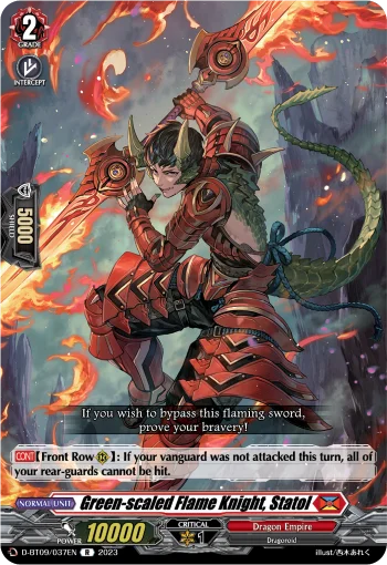 Green-scaled Flame Knight, Statol