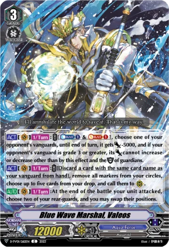 Blue Wave Marshal, Valeos